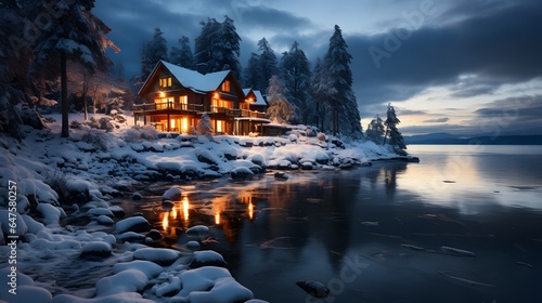 many nordic cabin, snowy winter photography,