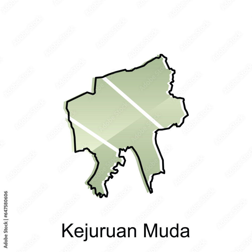 Map of Kejuruan Muda City modern outline, High detailed vector illustration Design Template, suitable for your company