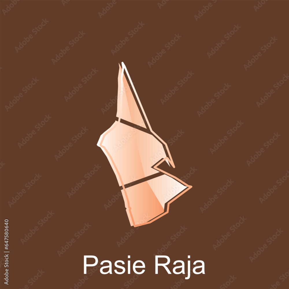 Map City of Pasie Raja, World Map International vector template with outline graphic sketch style on white background - obrazy, fototapety, plakaty 