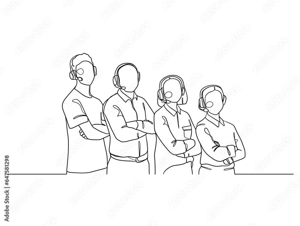 Continuous one line drawing of business people teamwork. Vector illustration. Continuous one line drawing of business people teamwork. Vector illustration.