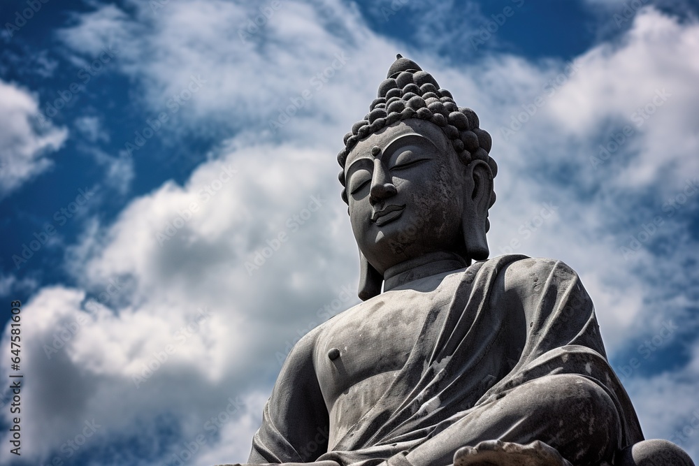 Buddha statue with blue sky and clouds background Buddha statue with blue sky and clouds background