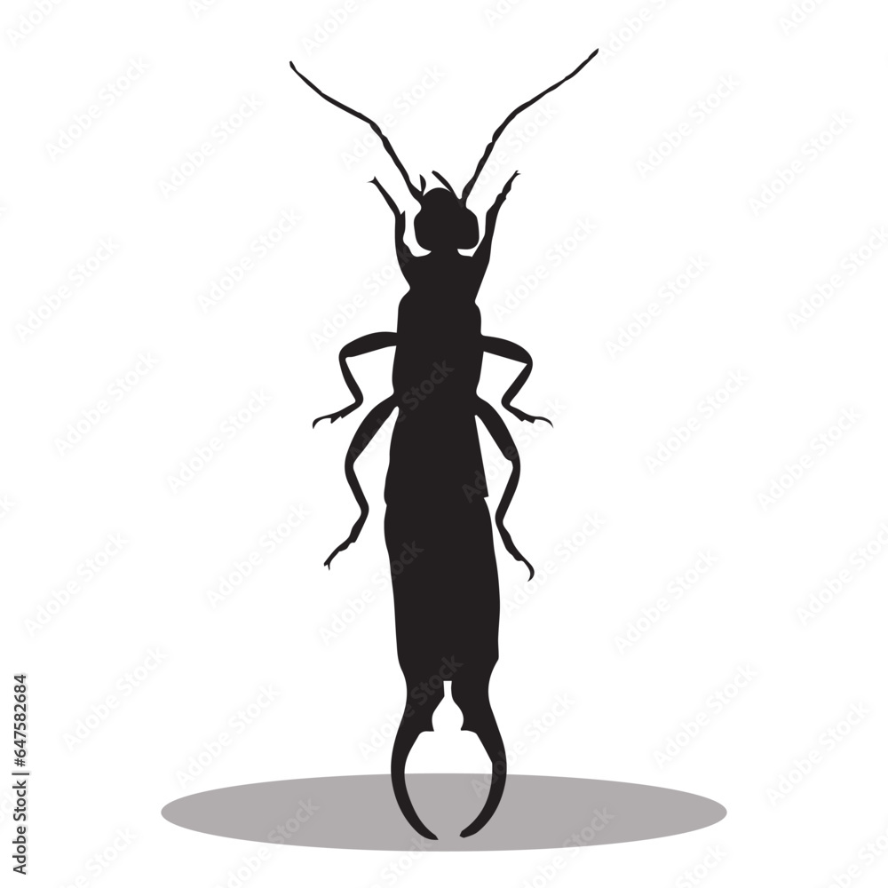 Earwig Silhouette, cute Earwig Vector Silhouette, Cute Earwig cartoon ...