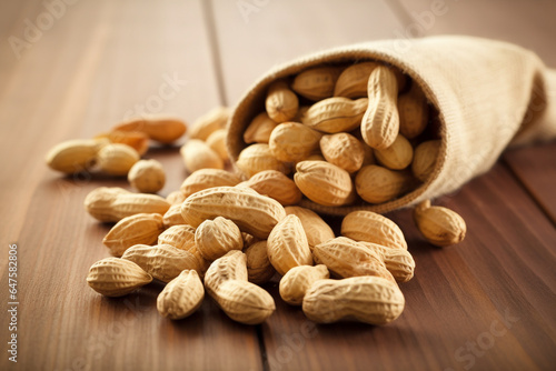 Kacang tanah (Arachis hypogaea) or groundnut. Raw peanuts photo