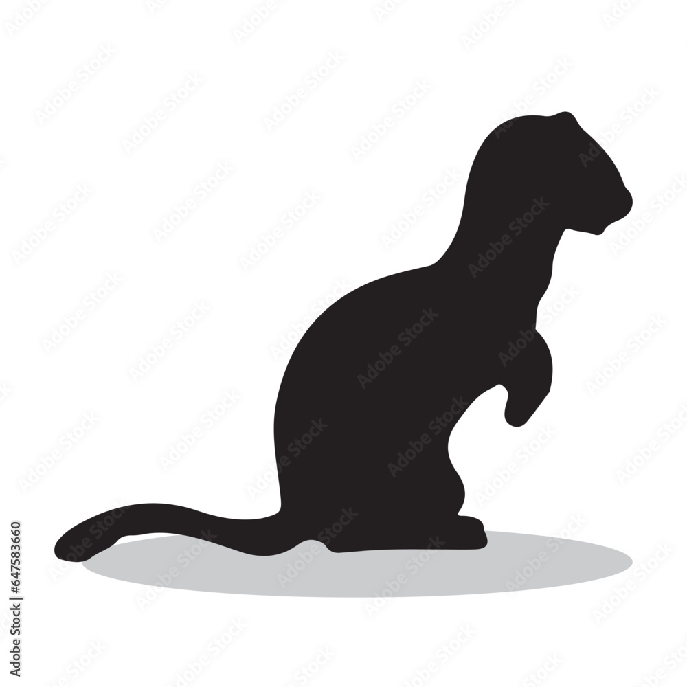 Ferret Silhouette, cute Ferret Vector Silhouette, Cute Ferret cartoon