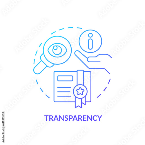 2D gradient icon transparency concept, simple isolated vector, sustainable fashion thin line blue illustration.