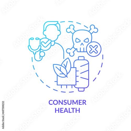 2D gradient icon consumer health concept, simple isolated vector, sustainable fashion thin line blue illustration.