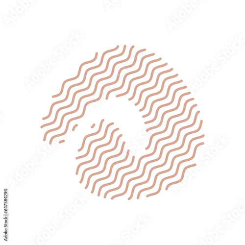 Diagonal Zigzag brown lines with Organic liquefied and fluid shape contemporary illustration