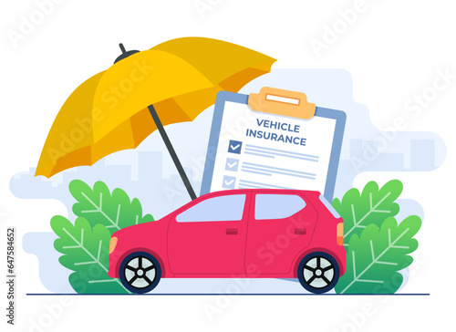 Vehicle insurance flat illustration, Auto insurance, Car safety, assistance and protection concept for, ui, web design, landing page, infographic