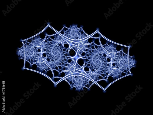 lacy blue fractal on a black background