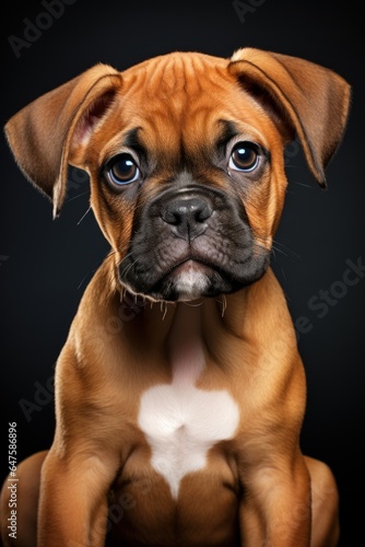 Cute boxer dog puppy portrait