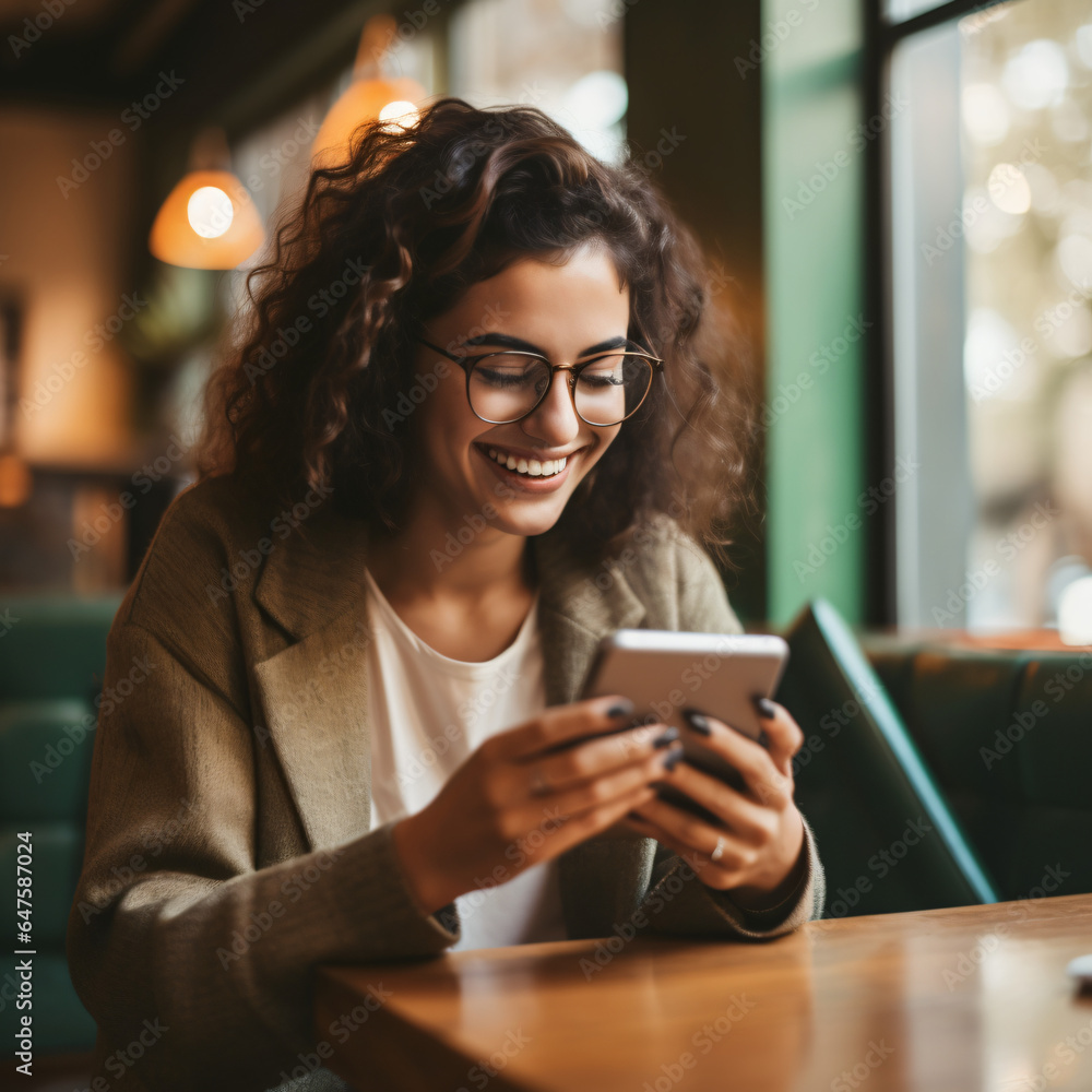 person using smartphone in cafe person using smartphone in cafe