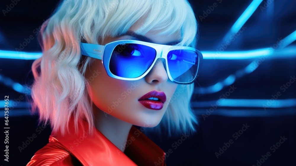 Cyberpunk woman portrait futuristic technology, Metaverse concept. Cyberpunk woman portrait futuristic technology, Metaverse concept.