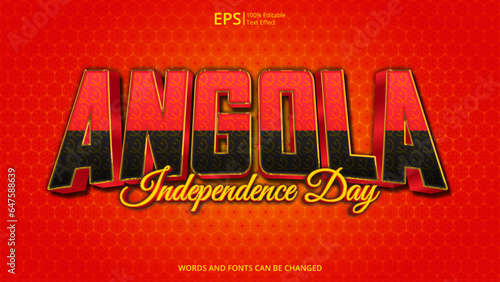 angola editable text effect with angola flag pattern concept design vector illustration suitable for poster design on holiday, feast day or national independence day on angola