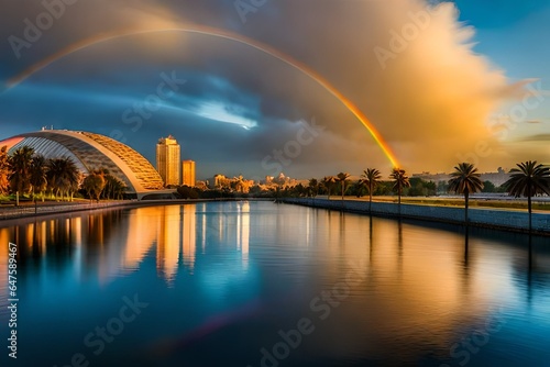 rainbow bridge over the river
