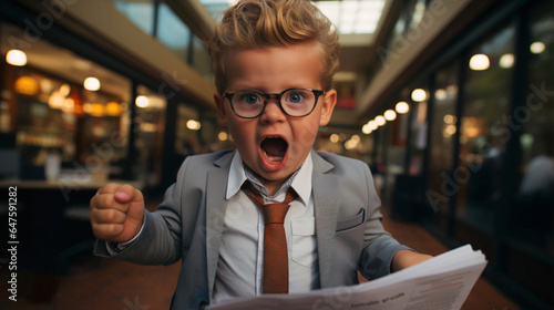 Angry Baby Businessman shouting In Office