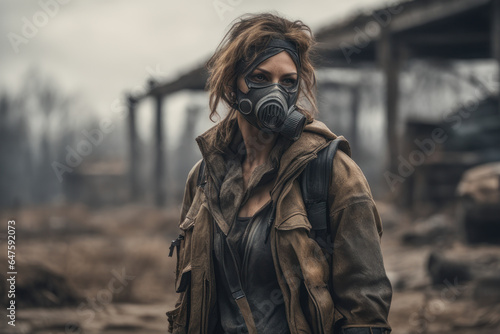 Woman in post apocalyptic world