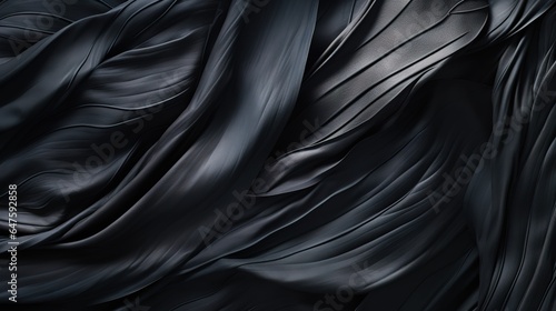 Textures of abstract black matte tropical leaves, waves, for wallpaper