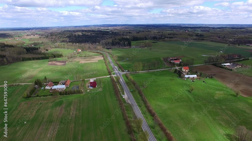 Aerial of Farmland Scenic Landscape in Poland Europe
