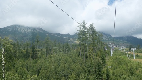 Cable Car POV in Tatra Mountains in Slovakia