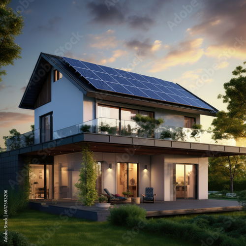 Constructed homes with solar panels on the roof. © Smart AI