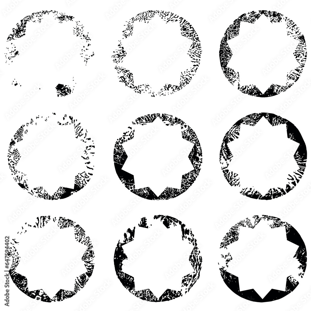 Fototapeta premium Set of Grunge Texture Stamp. Grunge shapes star figure.