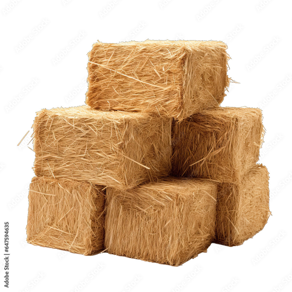straw bales on a white background. Generative AI. straw bales on a white background. Generative AI.