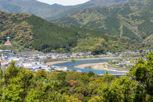 Landscape of hiwasa river ( minami town, tokushima, shikoku, japan ) photo