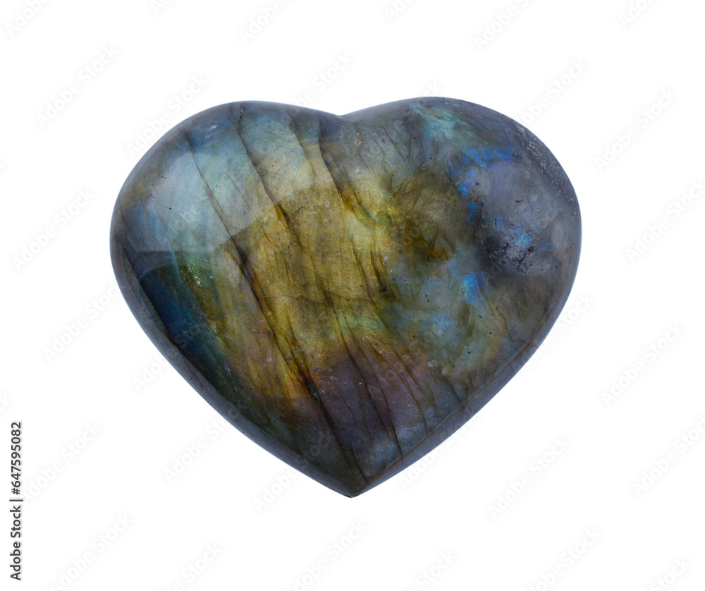 Polished labradorite gemstone in the shape of a heart Polished labradorite gemstone in the shape of a heart