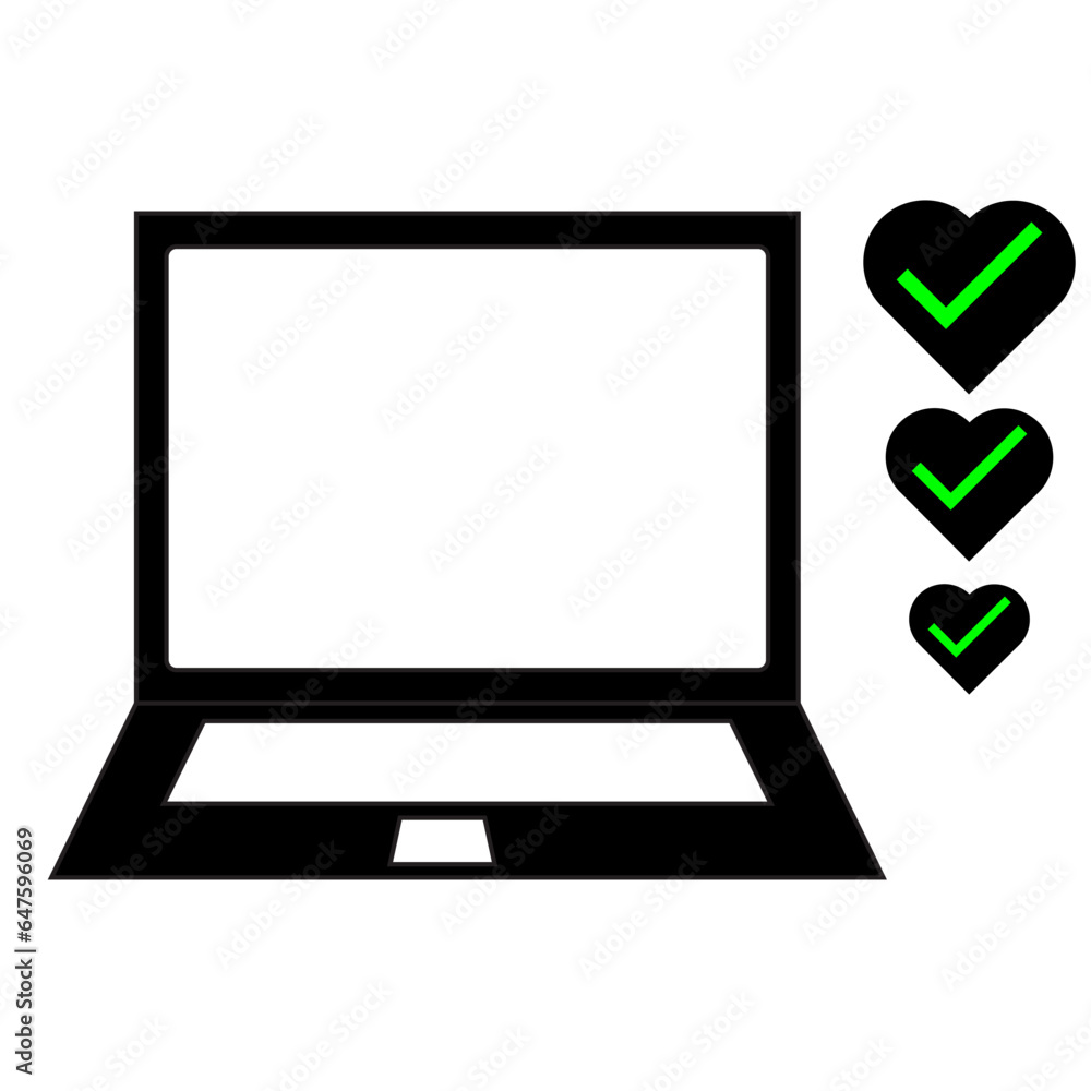 computer or laptop icon with checklist computer or laptop icon with checklist