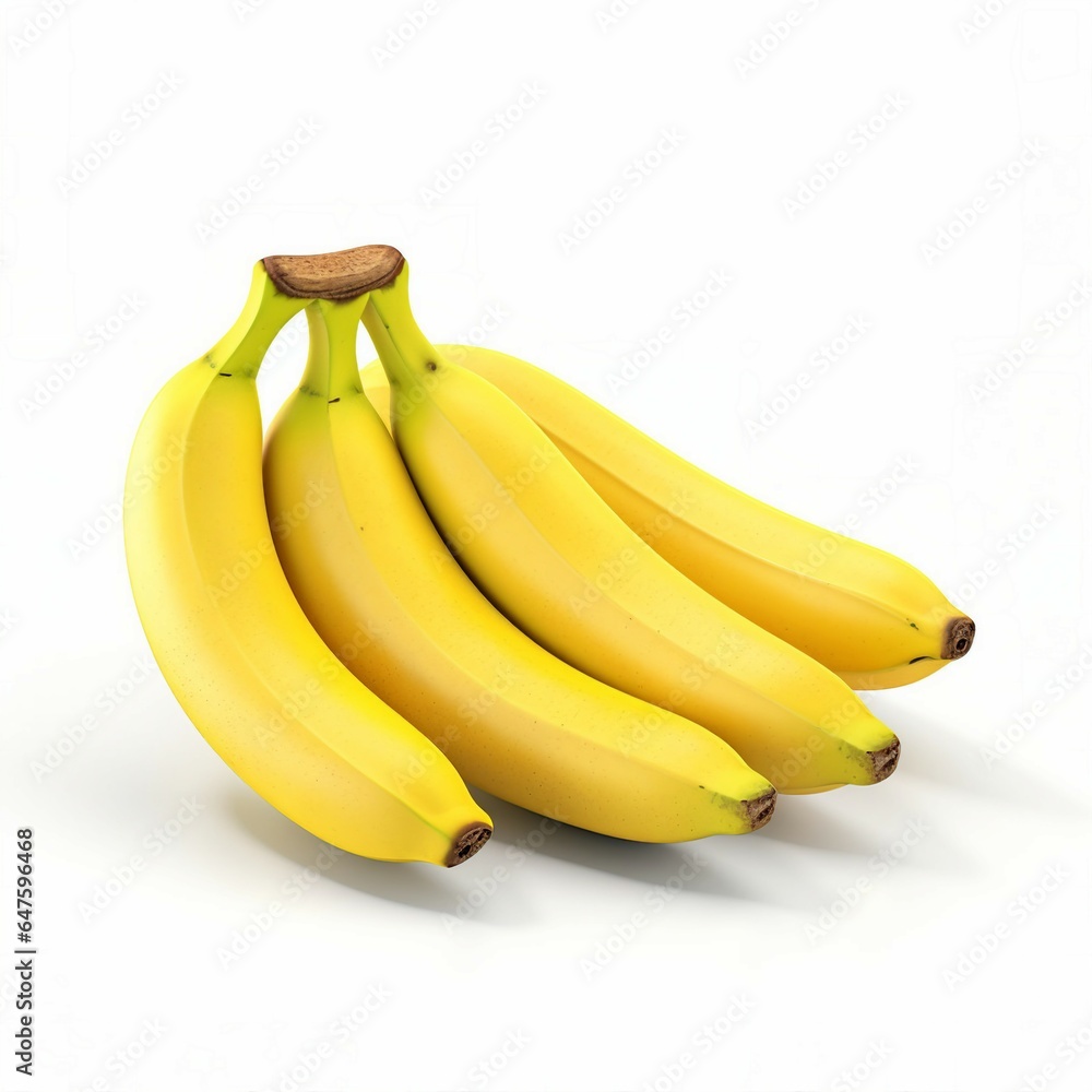 A bunch of ripe bananas on a white background