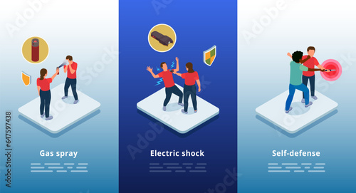 Self Defence Isometric Infographic