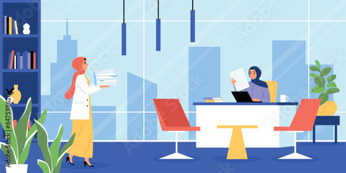 Office Muslim Businesswomen Composition