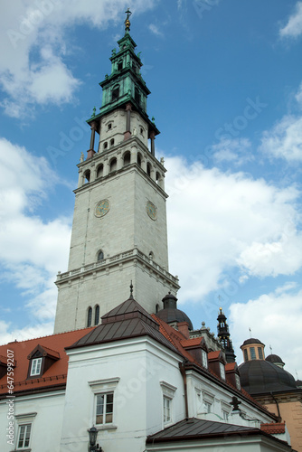 Czestochowa Town Jasna Gora Monastery Tower With A Clock