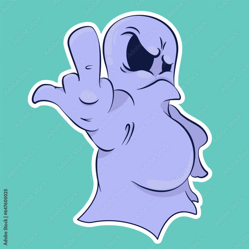 Image of a funny ghost. Sticker with a ghost. Halloween sticker. Cartoon character for comics and postcards – ghost. Vector image Image of a funny ghost. Sticker with a ghost. Halloween sticker. Cartoon character for comics and postcards – ghost. Vector image
