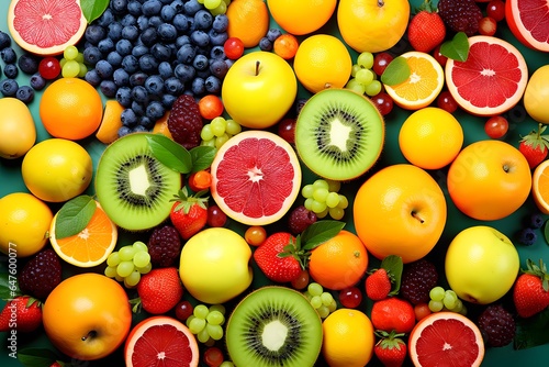 Colorful of fresh fruits background.
