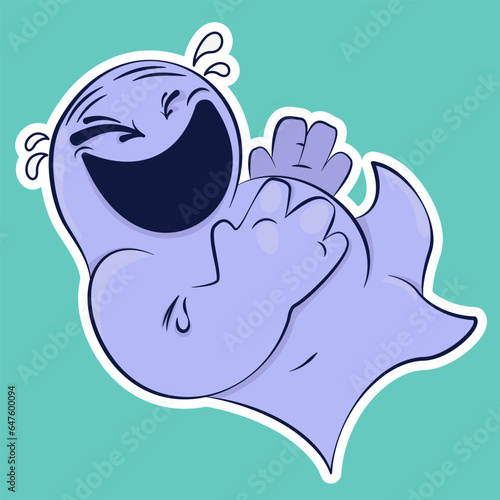 Image of a funny ghost. Sticker with a ghost. Halloween sticker. Cartoon character for comics and postcards – ghost. Vector image