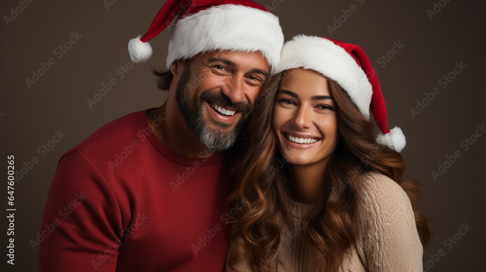 Beautiful couple celebrate Christmas. Generative Ai Beautiful couple celebrate Christmas. Generative Ai