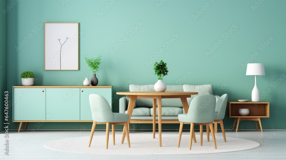 Modern interior in green tones Modern interior in green tones