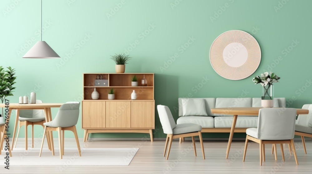 Modern interior in green tones Modern interior in green tones
