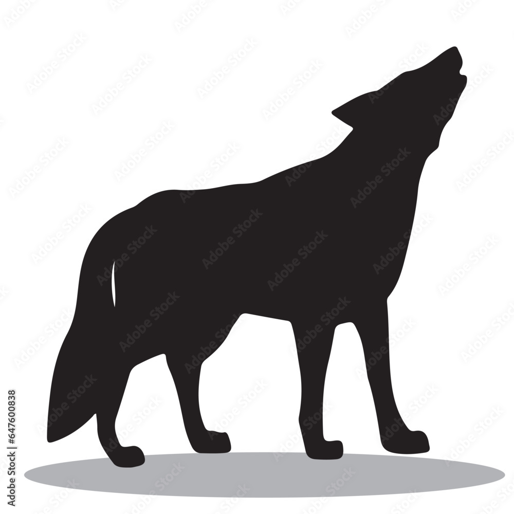 Fototapeta premium Wolf Silhouette, cute Wolf Vector Silhouette, Cute Wolf cartoon Silhouette, Wolf vector Silhouette, Wolf icon Silhouette, Wolf Silhouette illustration, Wolf vector