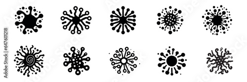 Set of bacteria, superbugs and viruses icons isolated. Vector illustration