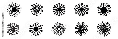 Set of bacteria, superbugs and viruses icons isolated. Vector illustration