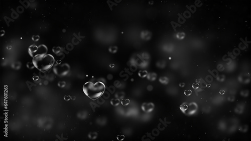 Beautiful floating heart bubble abstract background