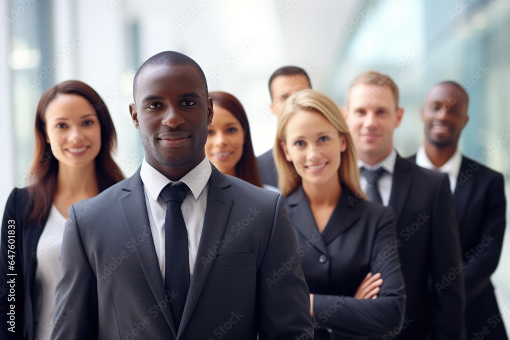 Multiracial diverse business team headed with boss posing to camera. Smiling businesspeople in office. The concept of business. Multiracial diverse business team headed with boss posing to camera. Smiling businesspeople in office. The concept of business.