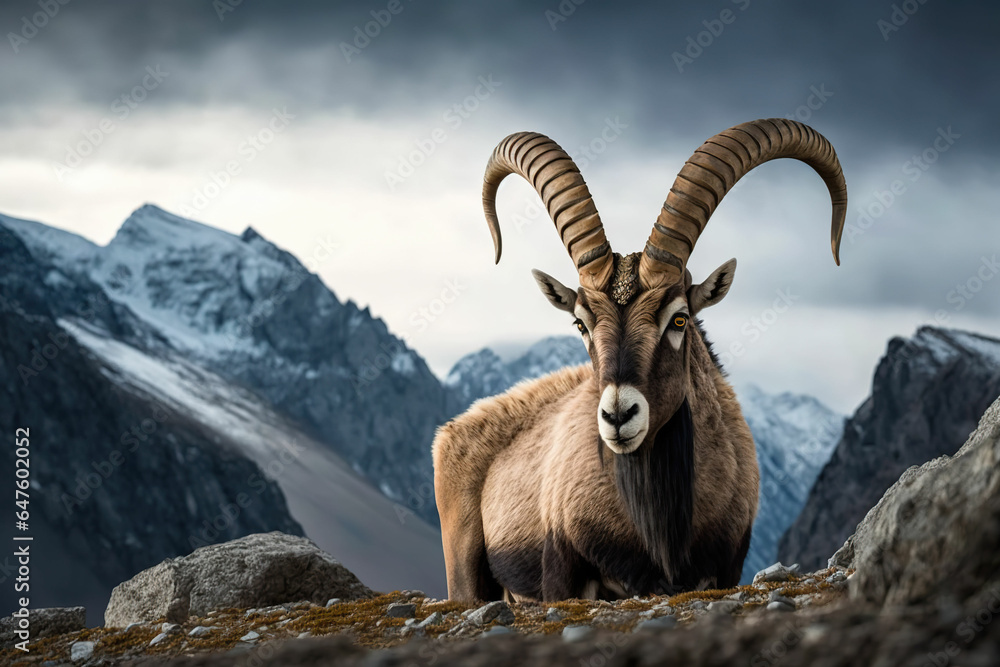 male ibex close up photography