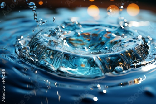 Water Droplet Splashing Into A Pool, Generative AI 