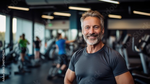 Motivation  fitness and portrait of asenior man in gym wellness and cardio workout. Smile  healthy body and face of senior male after training  exercise and sports goals