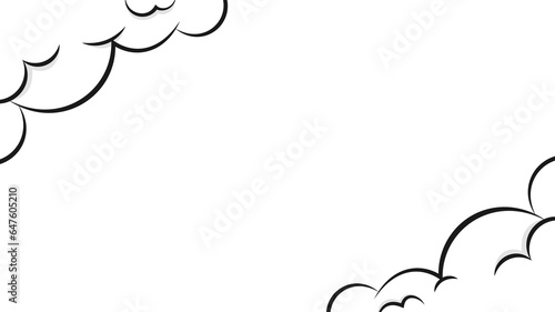 Comic frame background. Boom, pow effect. Explosion with puffs of smoke.