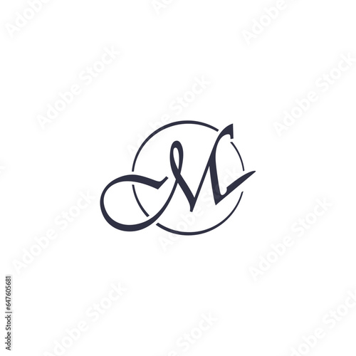 M letter kitchen cafe chef brand with knife vector logo concept. Isolated vector icon, emblem for restaurant, cafe or menu