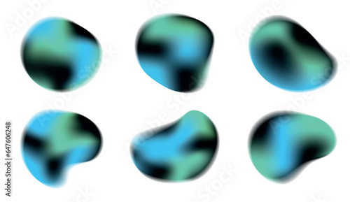 Set of gradient trendy blobs, chroma grainy gradient, set of abstract colourful shapes, 3d blobs, liquid chameleon effect, y2k style, light glow gradient 